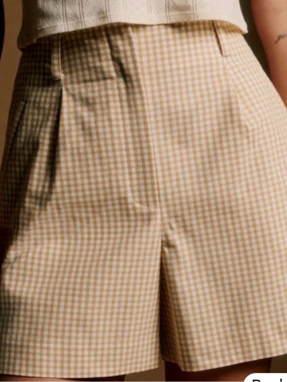 Sézane Edward High-Waist Gingham Shorts Beige Ecru Size 40 / US 8